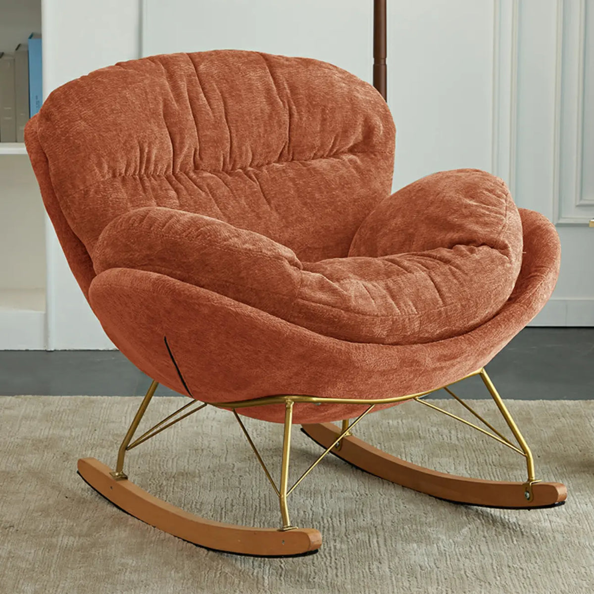 Modern Velvet Ergonomic Upholstered Rocking Chair for Nursery
