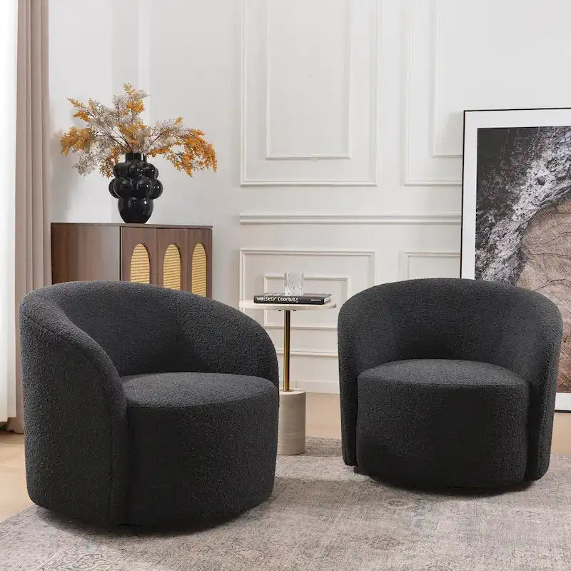 KINWELL Πολυθρόνα Barrel με περιστρεφόμενη βάση, 34" (Σετ των 2)