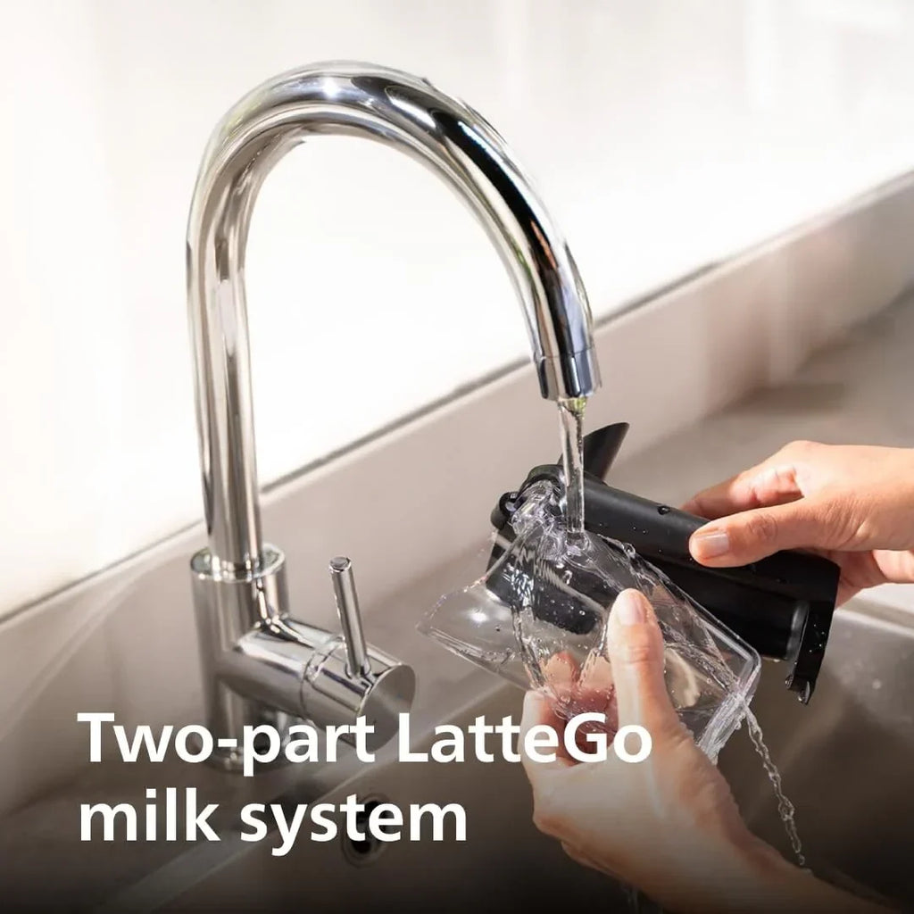 Premium Μηχανή Espresso, 12 Ζεστά/Κρύα Ροφήματα, Σύστημα LatteGo, Κεραμικός Μύλος, Μαύρο Χρώμιο