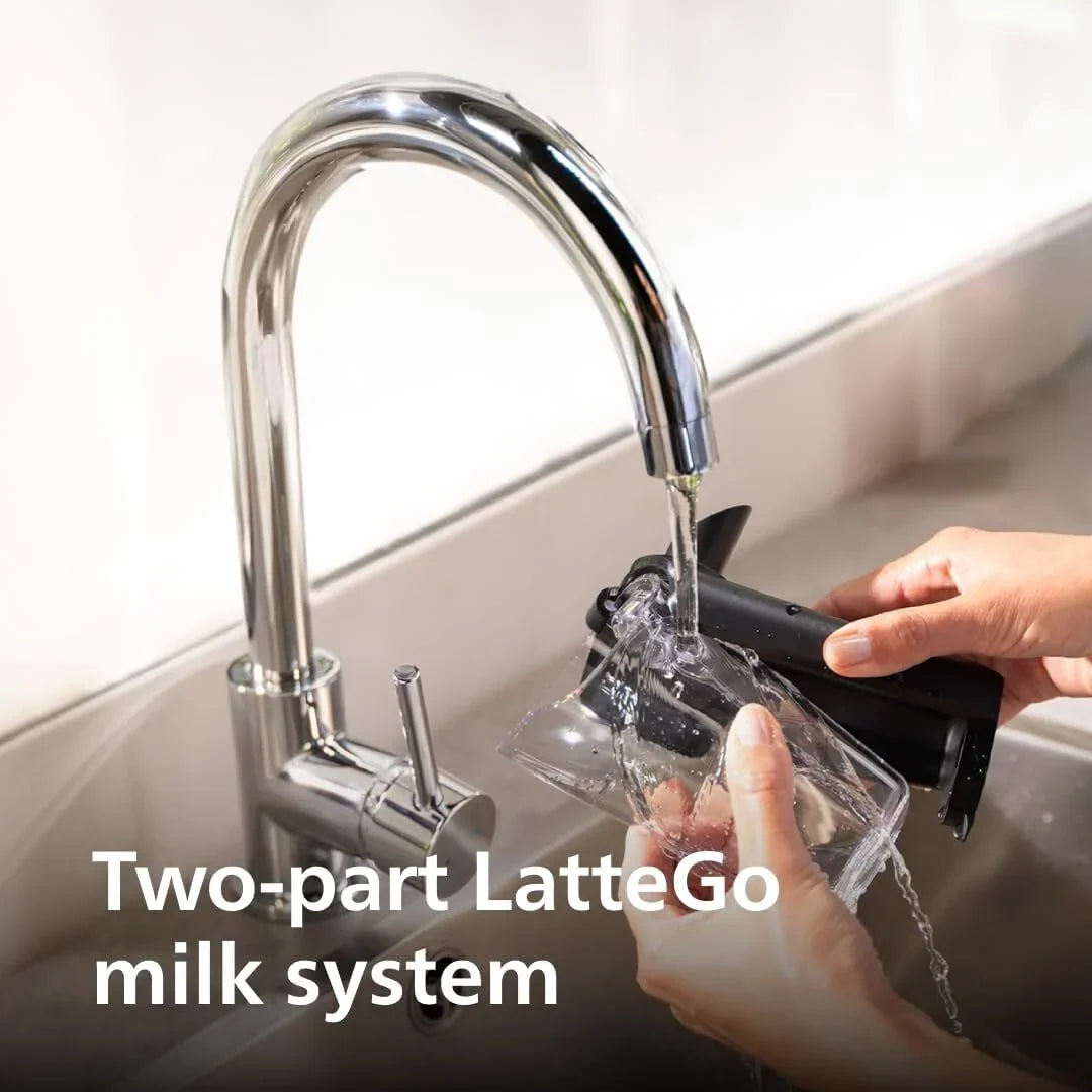 Premium Μηχανή Espresso, 12 Ζεστά/Κρύα Ροφήματα, Σύστημα LatteGo, Κεραμικός Μύλος, Μαύρο Χρώμιο