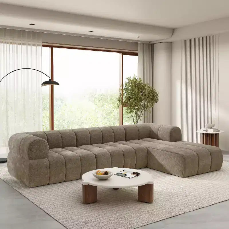 Μοντέρνος γωνιακός καναπές σε σχήμα L Christopher Knight Home Keri 122 με αφρό υψηλής πυκνότητας και χαμηλή πλάτη