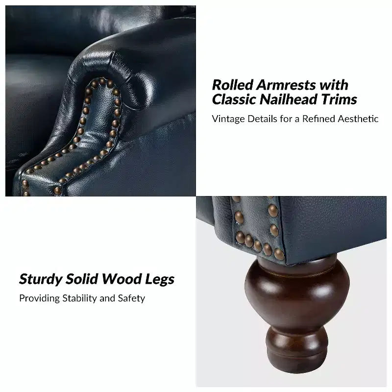 Σετ 2 Πολυθρόνων Elisabete Modern Wingback από Γνήσιο Δέρμα με Ανακλινόμενο Μηχανισμό και Διακοσμητικά Τρουκς για το Σαλόνι και την Κρεβατοκάμαρα| ART OF LIVING DESIGNS