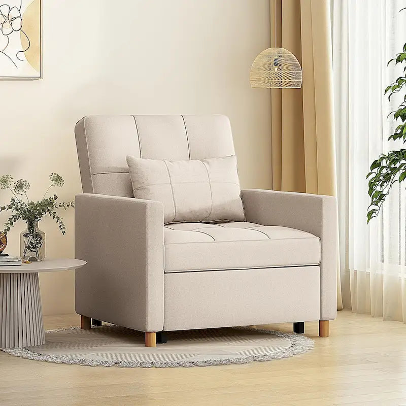 AECOJOY 3 in 1 Sleeper Sofa Chair w/ Pillow &Convertible Backrest