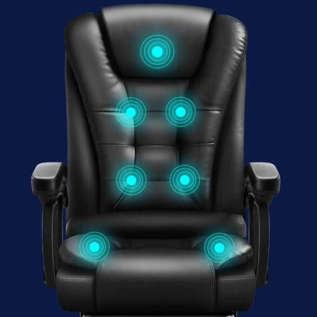 Εργονομική περιστρεφόμενη καρέκλα γραφείου από μαύρο δέρμα με υποπόδιο