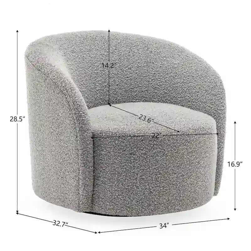 KINWELL Πολυθρόνα Barrel με περιστρεφόμενη βάση, 34" (Σετ των 2)