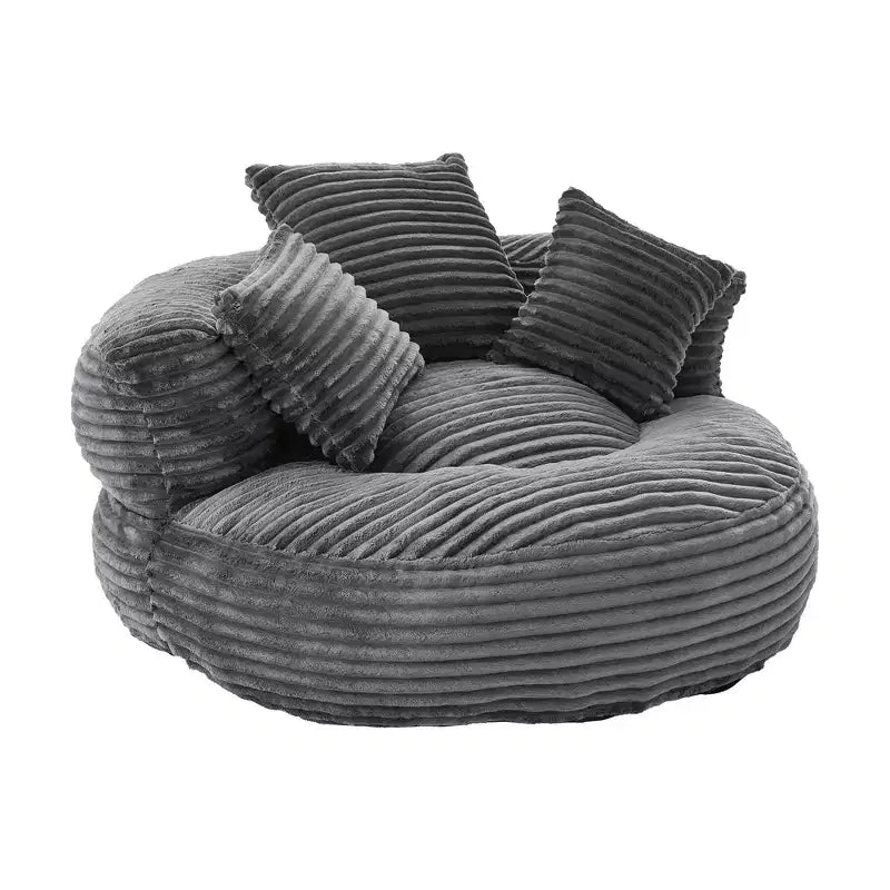 Καναπές Bean Bag για ενήλικες και παιδιά, υπερμεγέθης πολυθρόνα πουφ από κοτλέ ύφασμα με 3 μαξιλάρια και μπράτσα για το σαλόνι και την κρεβατοκάμαρα