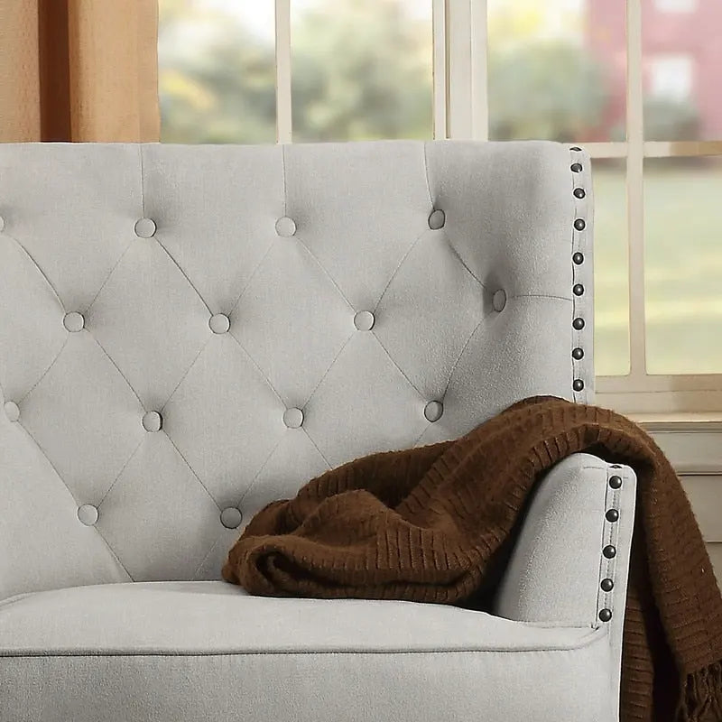 Moser Bay Mignon Velvet / Linen 30 Wide Tufted Wingback Accent Chair