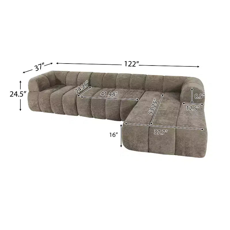 Μοντέρνος γωνιακός καναπές σε σχήμα L Christopher Knight Home Keri 122 με αφρό υψηλής πυκνότητας και χαμηλή πλάτη