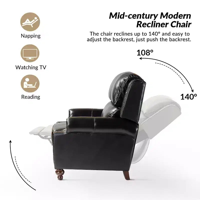 Σετ 2 Πολυθρόνων Elisabete Modern Wingback από Γνήσιο Δέρμα με Ανακλινόμενο Μηχανισμό και Διακοσμητικά Τρουκς για το Σαλόνι και την Κρεβατοκάμαρα| ART OF LIVING DESIGNS