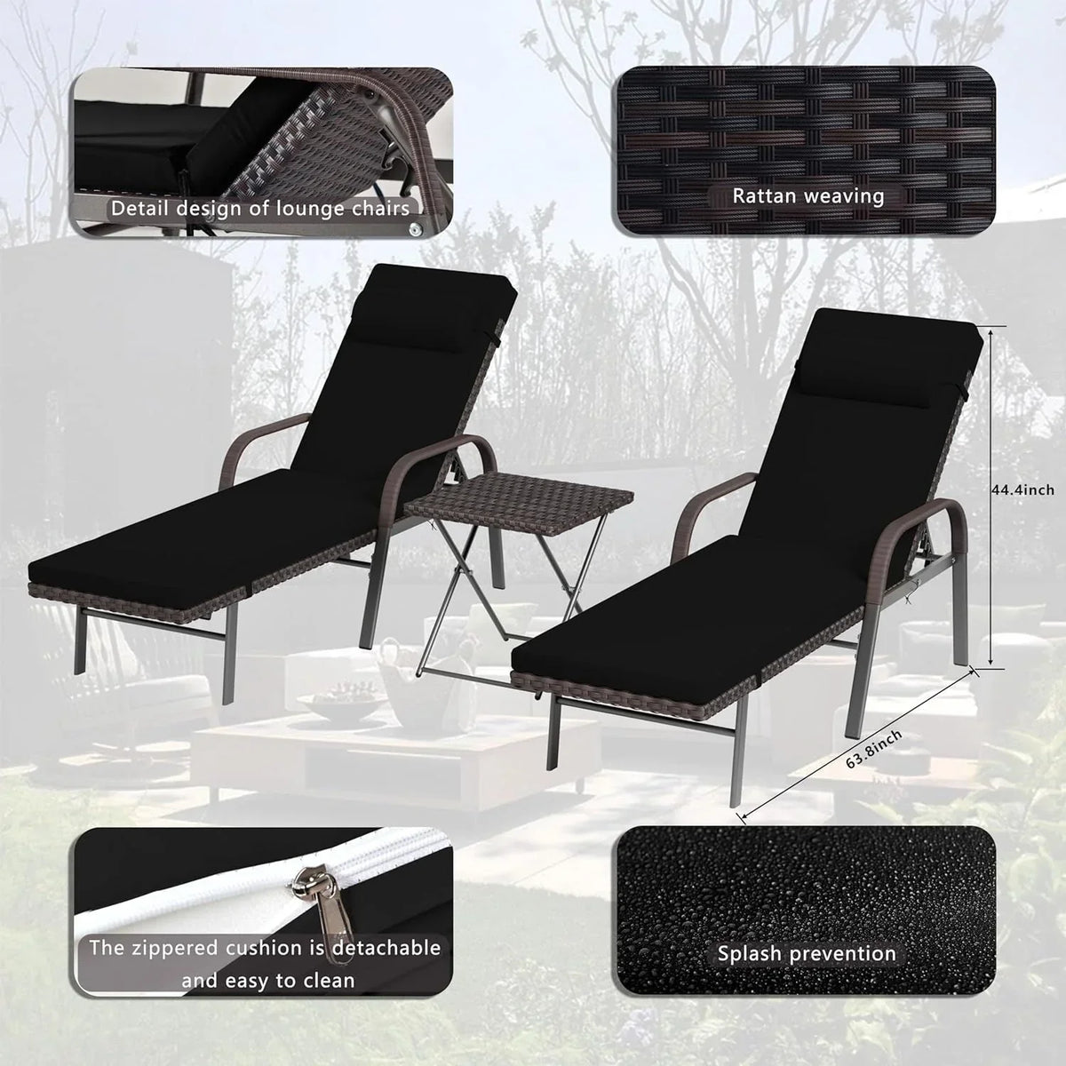 Kullavik 3-PiecesOutdoor Chaise Lounge Set