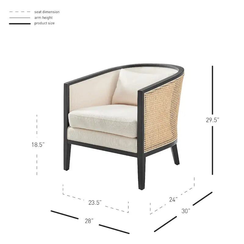 Tillman Linen Accent Arm Chair with Rattan