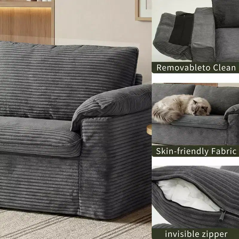 Καναπές Dyonery 86 Cloud Loveseat, Βαθύ Κάθισμα & Μαξιλάρια Φαρδύς Μπράτσων, Στιβαρός Σκελετός, Εργονομικός Σχεδιασμός που Επιτρέπει την Αναπνοή του Υφάσματος