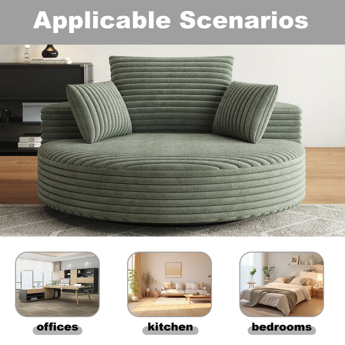 Corduroy Chenille Foam Single Swivel Chair