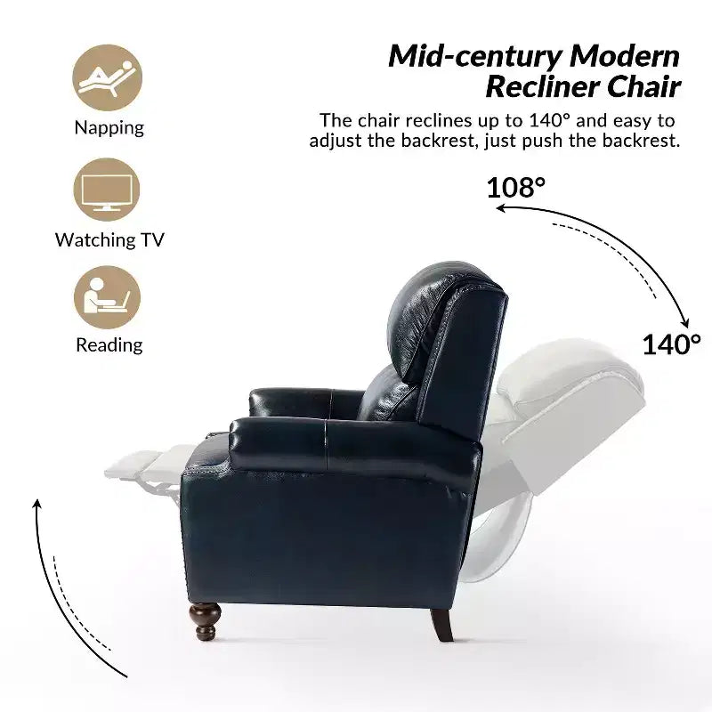 Σετ 2 Πολυθρόνων Elisabete Modern Wingback από Γνήσιο Δέρμα με Ανακλινόμενο Μηχανισμό και Διακοσμητικά Τρουκς για το Σαλόνι και την Κρεβατοκάμαρα| ART OF LIVING DESIGNS