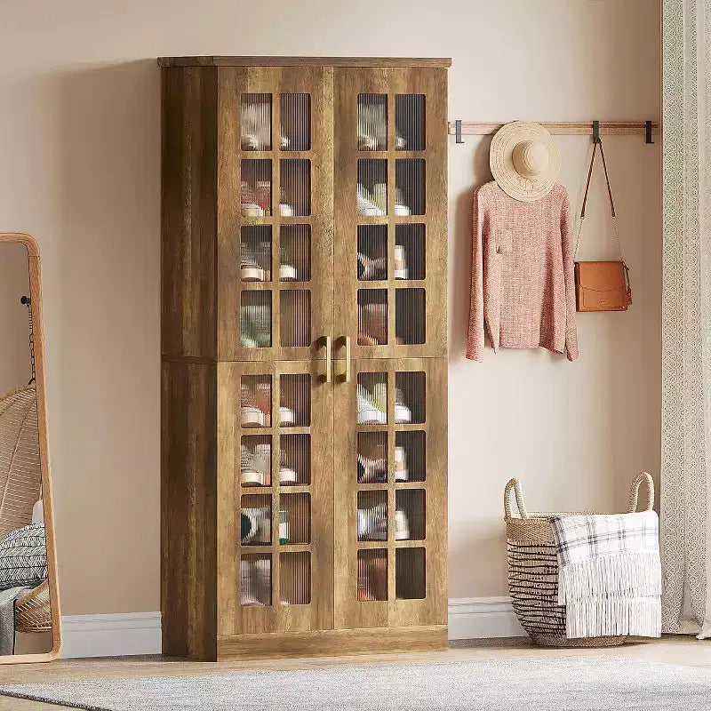 Ντουλάπι παπουτσιών Lantine με πόρτες, παπουτσοθήκη 8 επιπέδων με ρυθμιζόμενα ράφια, μοντέρνα παπουτσοθήκη για διάδρομο, ντουλάπα, σαλόνι, Λευκό