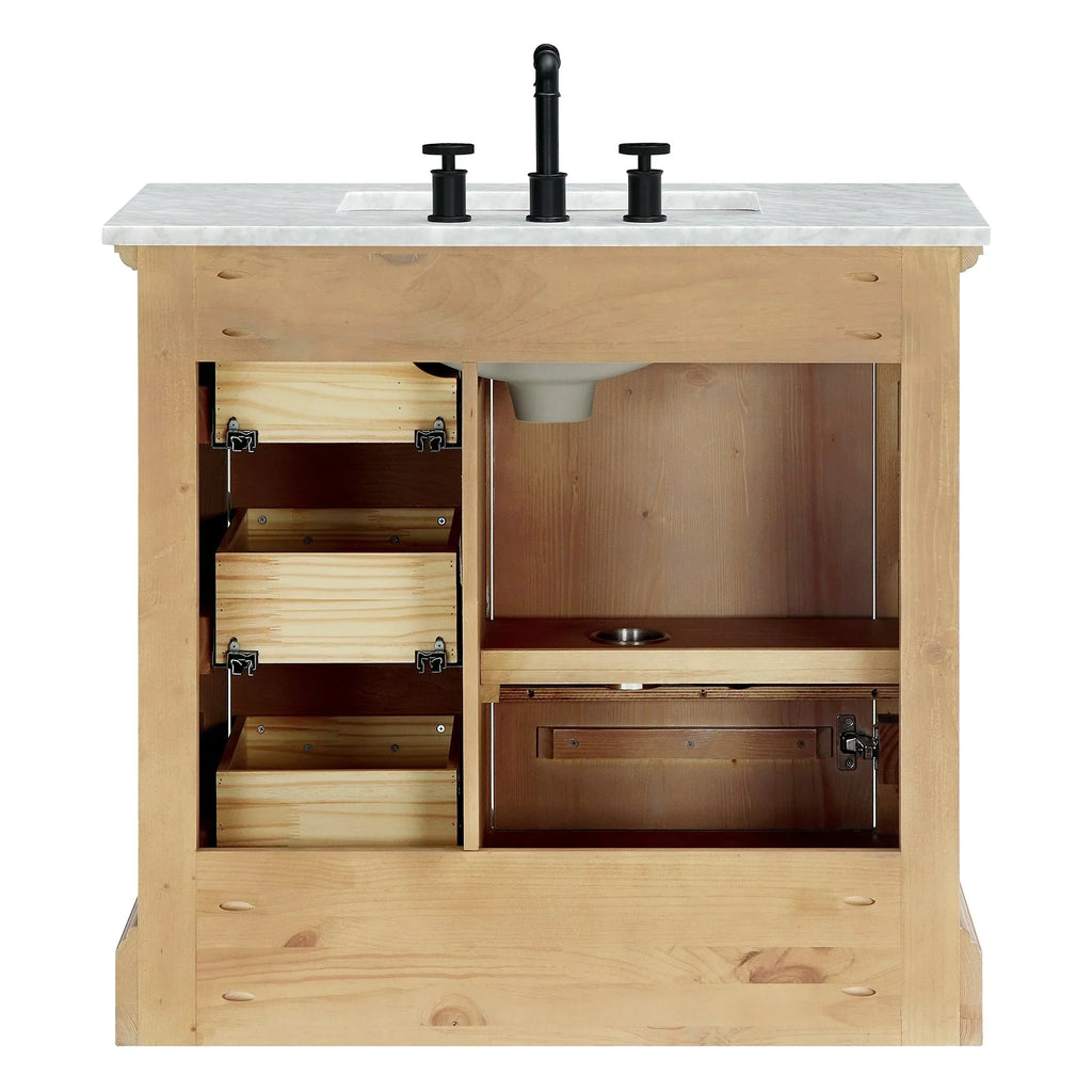 Hervas Bath Vanity with Natural Marble Top without Mirror