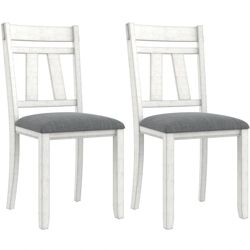 VECELO Solid Wood Dining Chairs with Linen Fabric Seating, Dining Chairs Set of 2/4/6