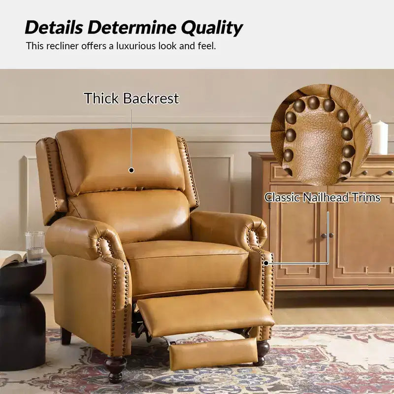 Σετ 2 Πολυθρόνων Elisabete Modern Wingback από Γνήσιο Δέρμα με Ανακλινόμενο Μηχανισμό και Διακοσμητικά Τρουκς για το Σαλόνι και την Κρεβατοκάμαρα| ART OF LIVING DESIGNS