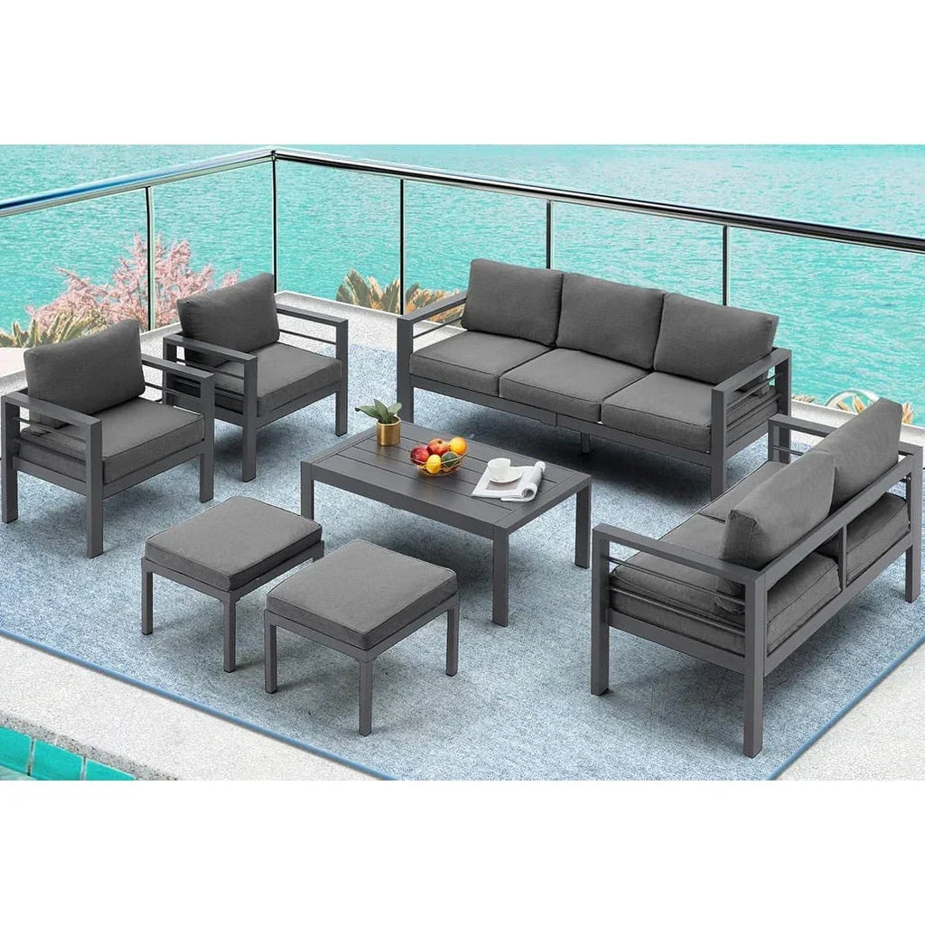 AECOJOY 7 Pieces Aluminum Patio Furniture Set Outdoor Conversation Set