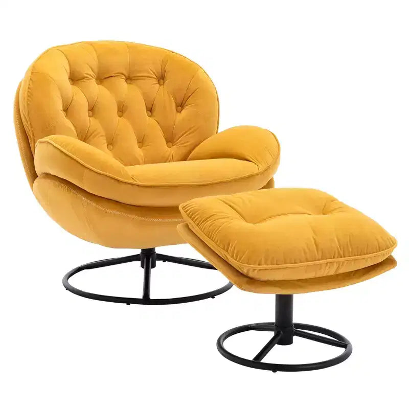 Πολυθρόνα Velvet Accent Okak με υποπόδιο, μοντέρνα πολυθρόνα σαλονιού χωρίς μπράτσα σε στυλ Mid-Century, μαλακή και άνετη πολυθρόνα για παρακολούθηση τηλεόρασης, gaming