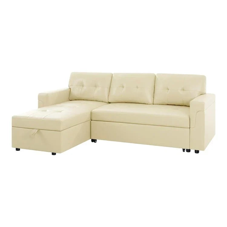 Convertible Reversible Sectional Sofa with Pull-Out Sleeper Bed, Hidden Storage Chaise, and Durable Legs
