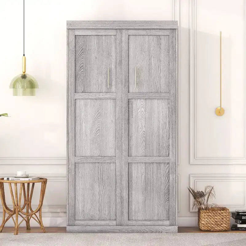 Επικλινές κρεβάτι (Murphy bed) μεγέθους μονό, που αναδιπλώνεται σε ντουλάπι, Γκρι