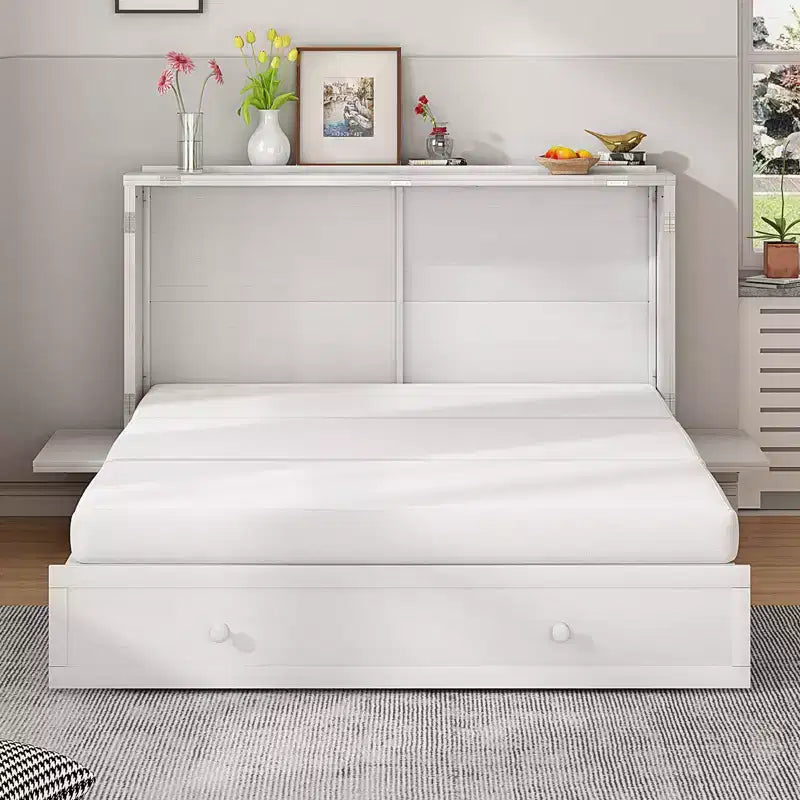 Mjkone Murphy Bed Queen, Αναδιπλούμενο κρεβάτι-ντουλάπι Cube με σταθμό φόρτισης & αποθηκευτικό χώρο