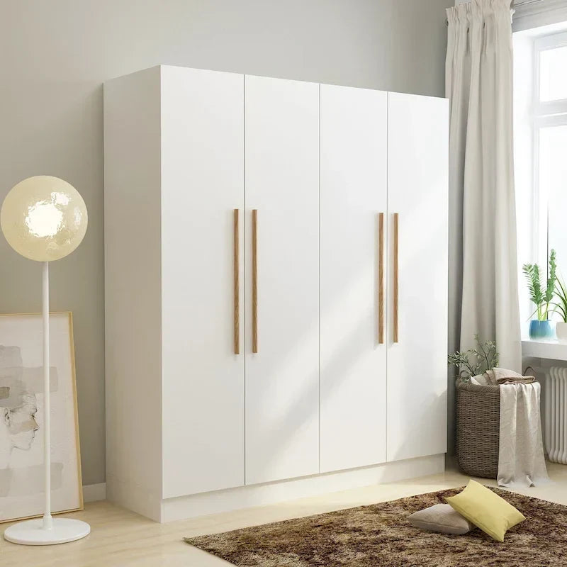Modern Freestanding Solid Wood Wardrobe Closet With Storage Shelves