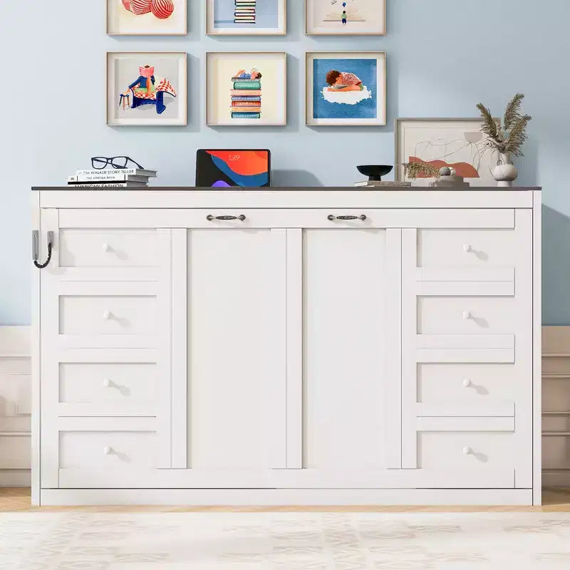 Επικλινές κρεβάτι (Murphy bed) μεγέθους Twin με φως LED, που αναδιπλώνεται σε ντουλάπι, κρυφό επιτοίχιο κρεβάτι για ξενώνα