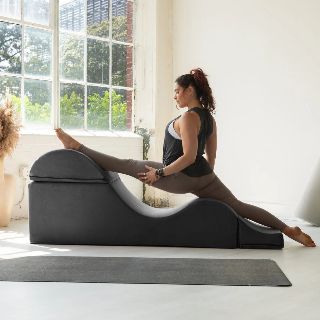 Avana Kami Μετατρέψιμη Σεζλόνγκ / Yoga & Μασάζ - Υποπόδιο 2-σε-1 με Κρυφή Αναδιπλούμενη Πολυθρόνα Yoga, Microvelvet - N/A