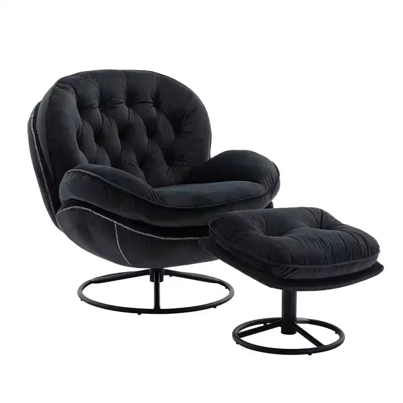 Πολυθρόνα Velvet Accent Okak με υποπόδιο, μοντέρνα πολυθρόνα σαλονιού χωρίς μπράτσα σε στυλ Mid-Century, μαλακή και άνετη πολυθρόνα για παρακολούθηση τηλεόρασης, gaming