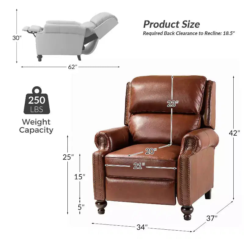Σετ 2 Πολυθρόνων Elisabete Modern Wingback από Γνήσιο Δέρμα με Ανακλινόμενο Μηχανισμό και Διακοσμητικά Τρουκς για το Σαλόνι και την Κρεβατοκάμαρα| ART OF LIVING DESIGNS