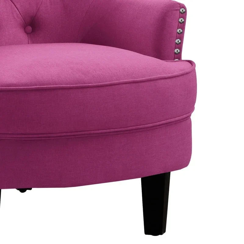 Moser Bay Mignon Velvet / Linen 30 Wide Tufted Wingback Accent Chair