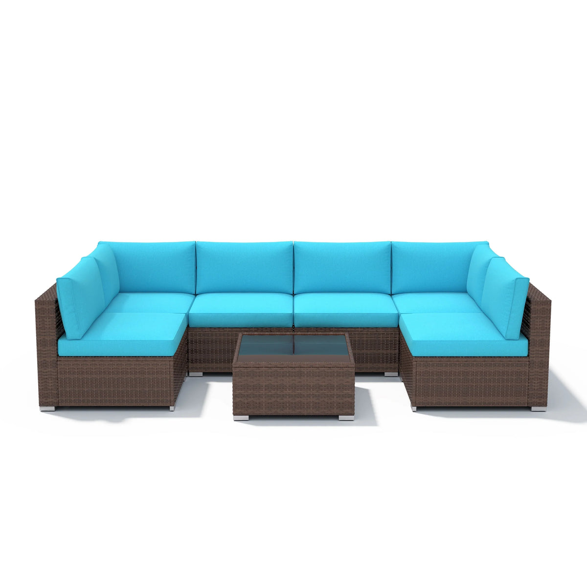 Wicker/ Steel 7-piece Outdoor Cushioned Sectional Sofa Set