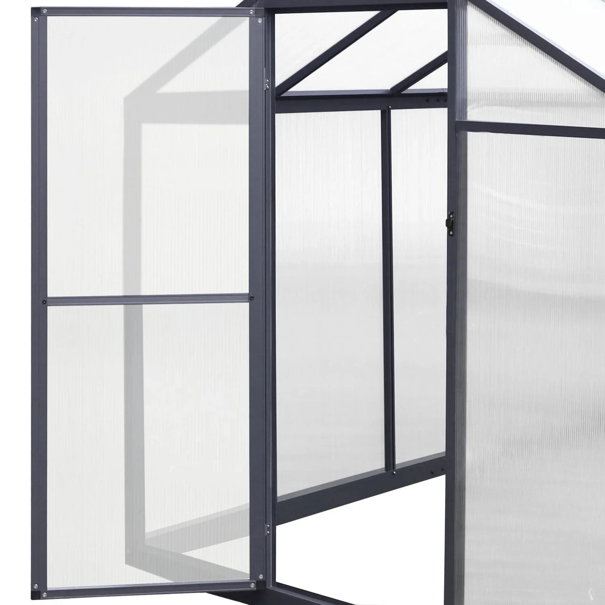 VEIKOUS Aluminum Walk-In Garden Greenhouse Kit with Adjustable Roof Vent and Lockable Door Grey