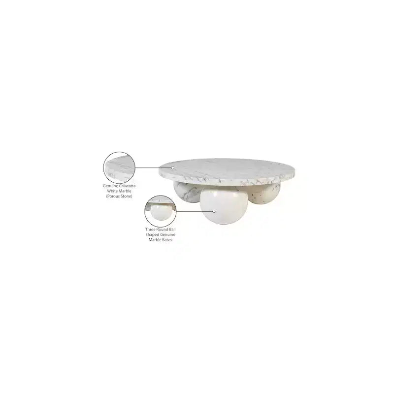 Round Marble Coffee Table with Sphere Legs, Multicolor, Seats 4â€?