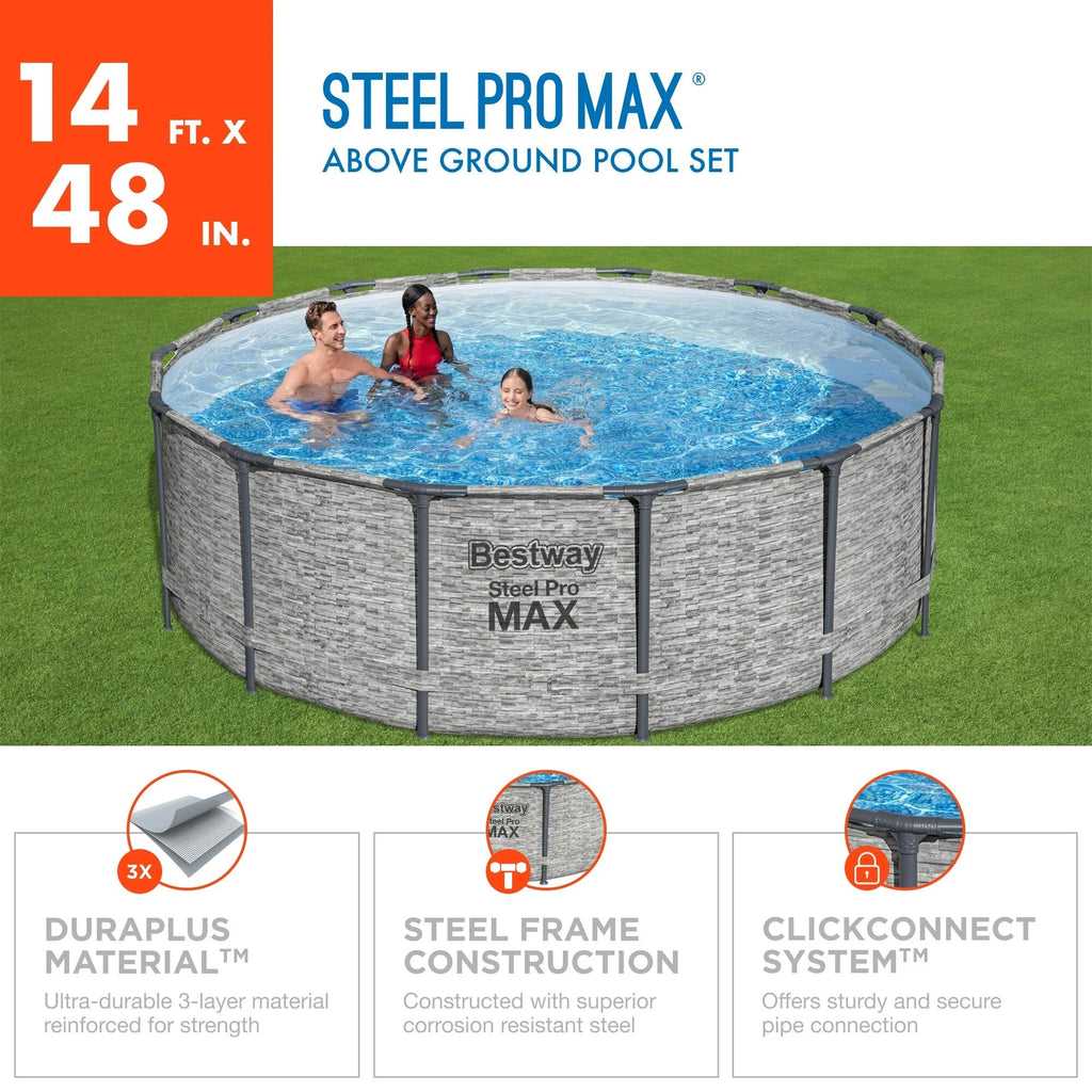 Στρογγυλή υπέργεια πισίνα Bestway Steel Pro MAX με αντλία και κάλυμμα