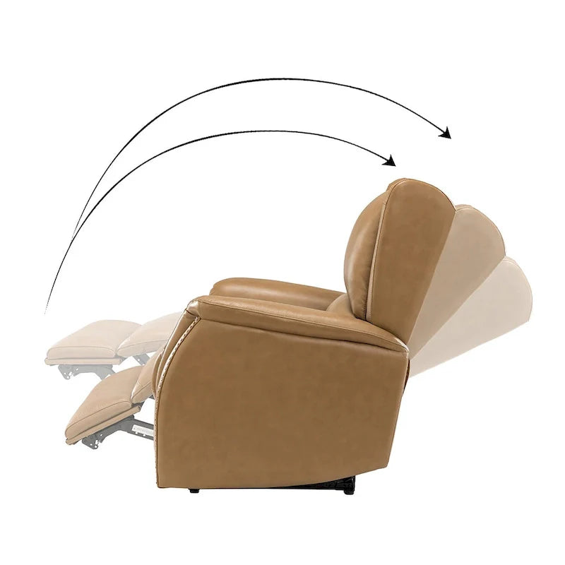 Πολυθρόνα relax από γνήσιο δέρμα με θύρα USB - Σετ 2 τεμαχίων τύπου Wingback με διακοσμητικά καρφιά