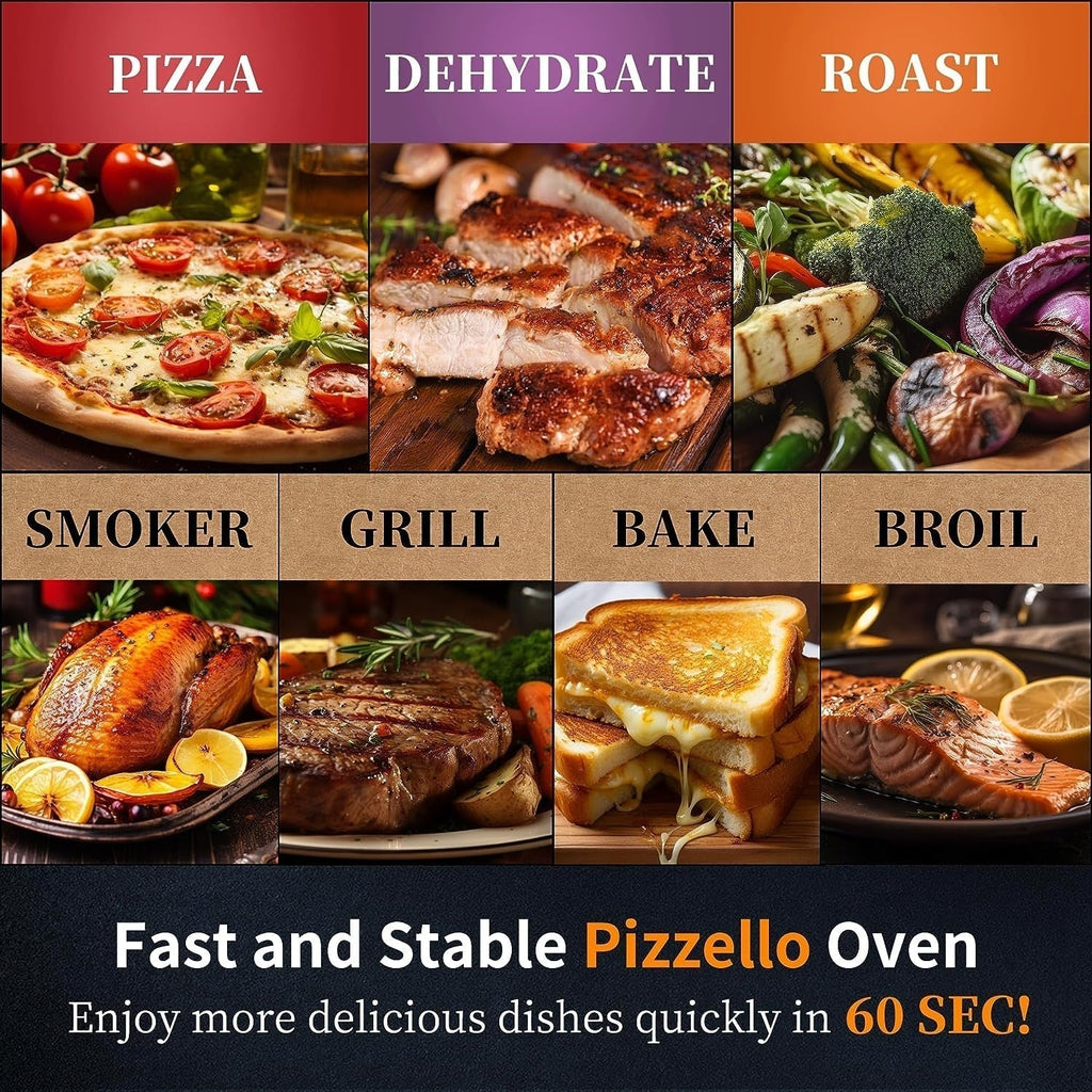Multi-Fuel Outdoor Pizza Oven Stonebaked Pizza Maker with Gas Burner & Wood Box - 12 inch