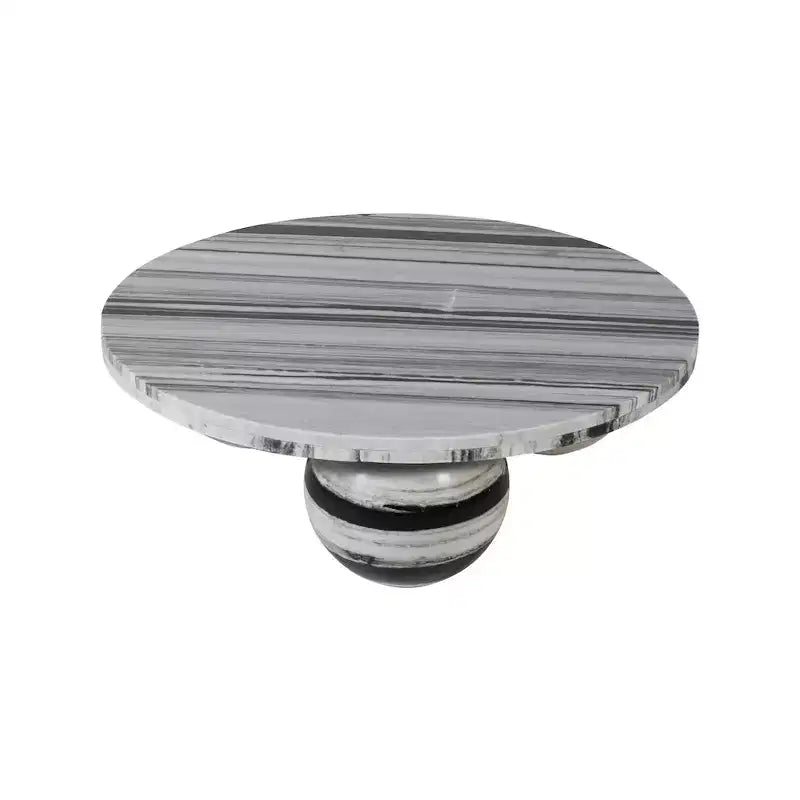Round Marble Coffee Table with Sphere Legs, Multicolor, Seats 4â€?