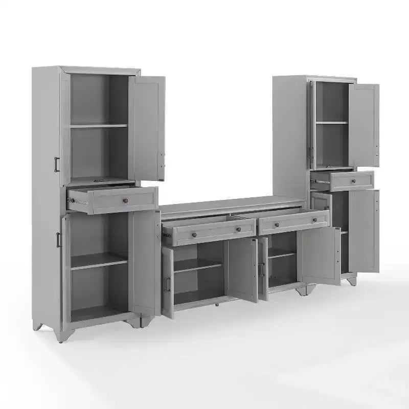 3pc Tara Sideboard and Pantry Set Distressed - Crosley