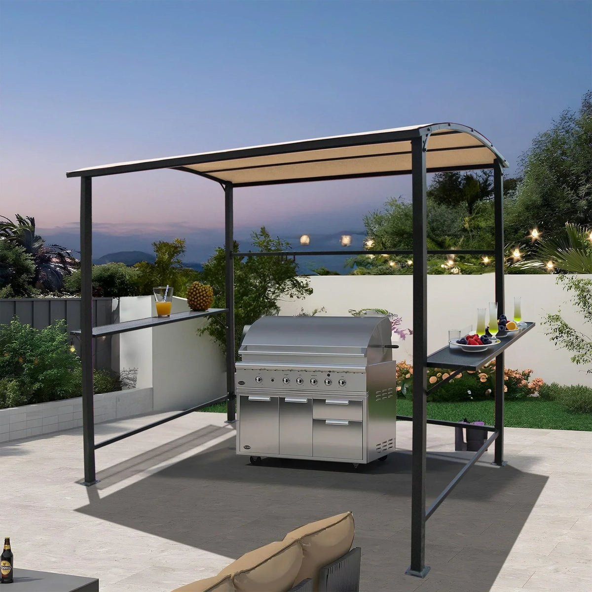 Outdoor 5 ft. x 8 ft. Steel Frame Grill Gazebo Canopy Barbecue Shelter