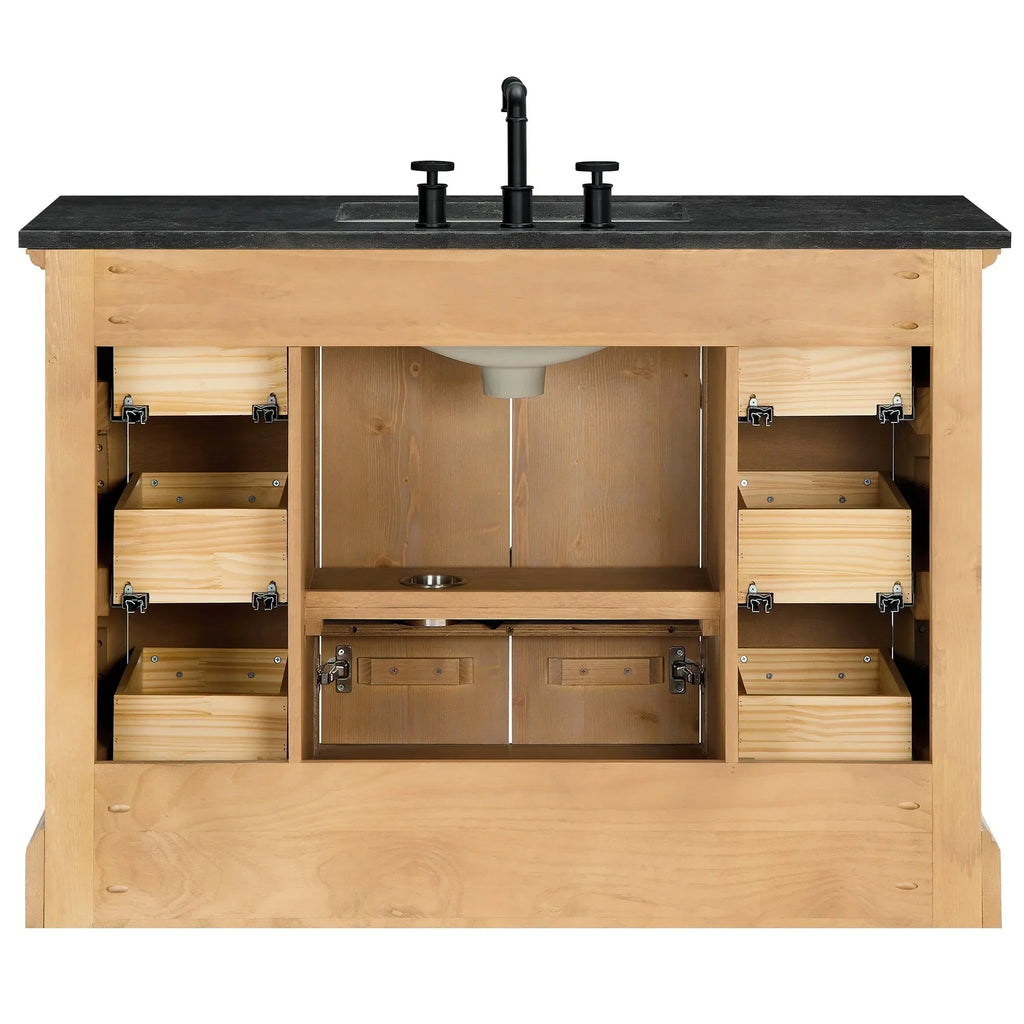 Hervas Bath Vanity with Natural Marble Top without Mirror