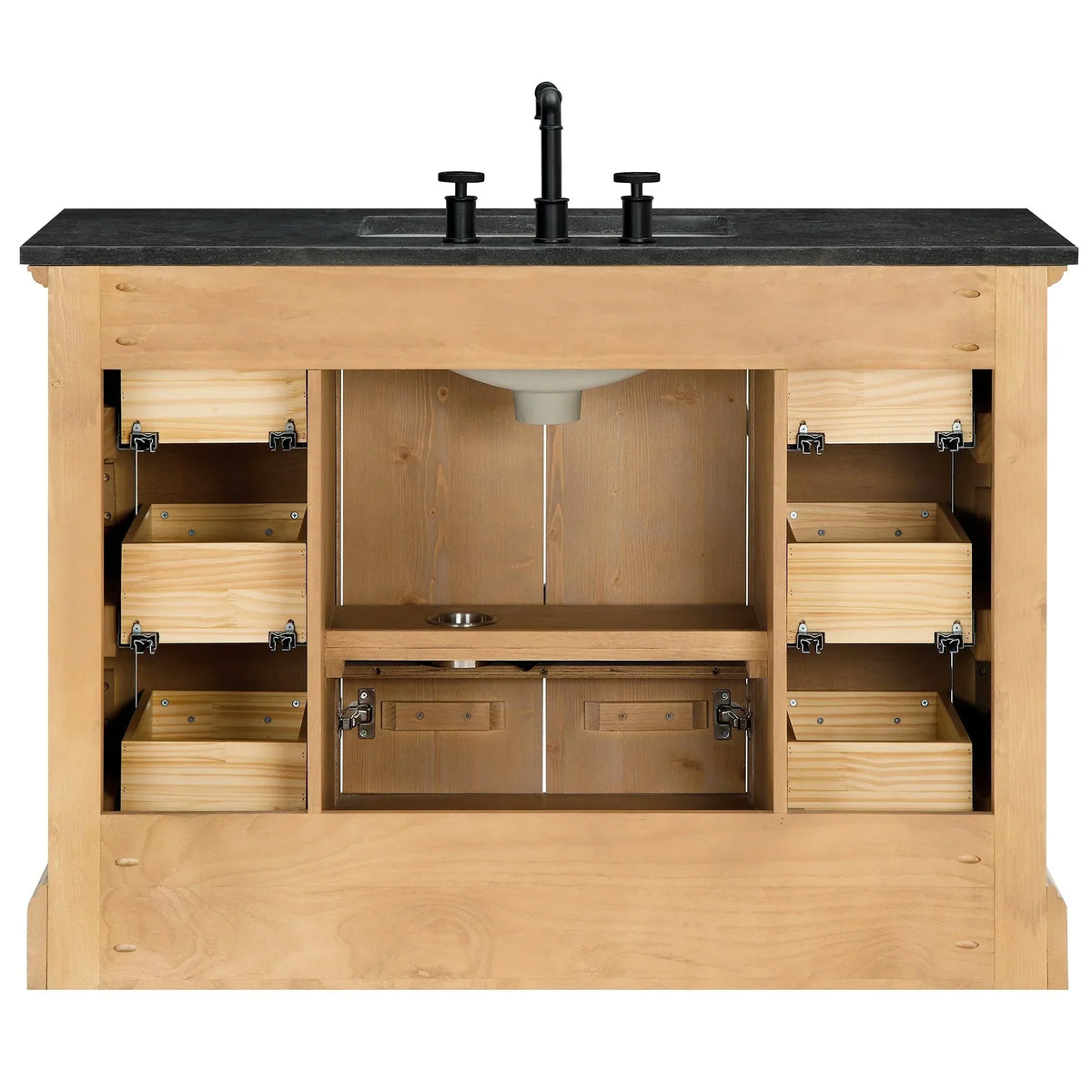Hervas Bath Vanity with Natural Marble Top without Mirror