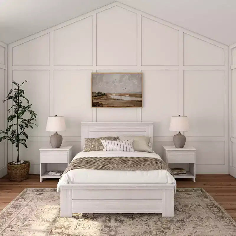 Κρεβάτι Plank+Beam Farmhouse διπλό (Full Size) με κεφαλάρι, πλατφόρμα από μασίφ ξύλο