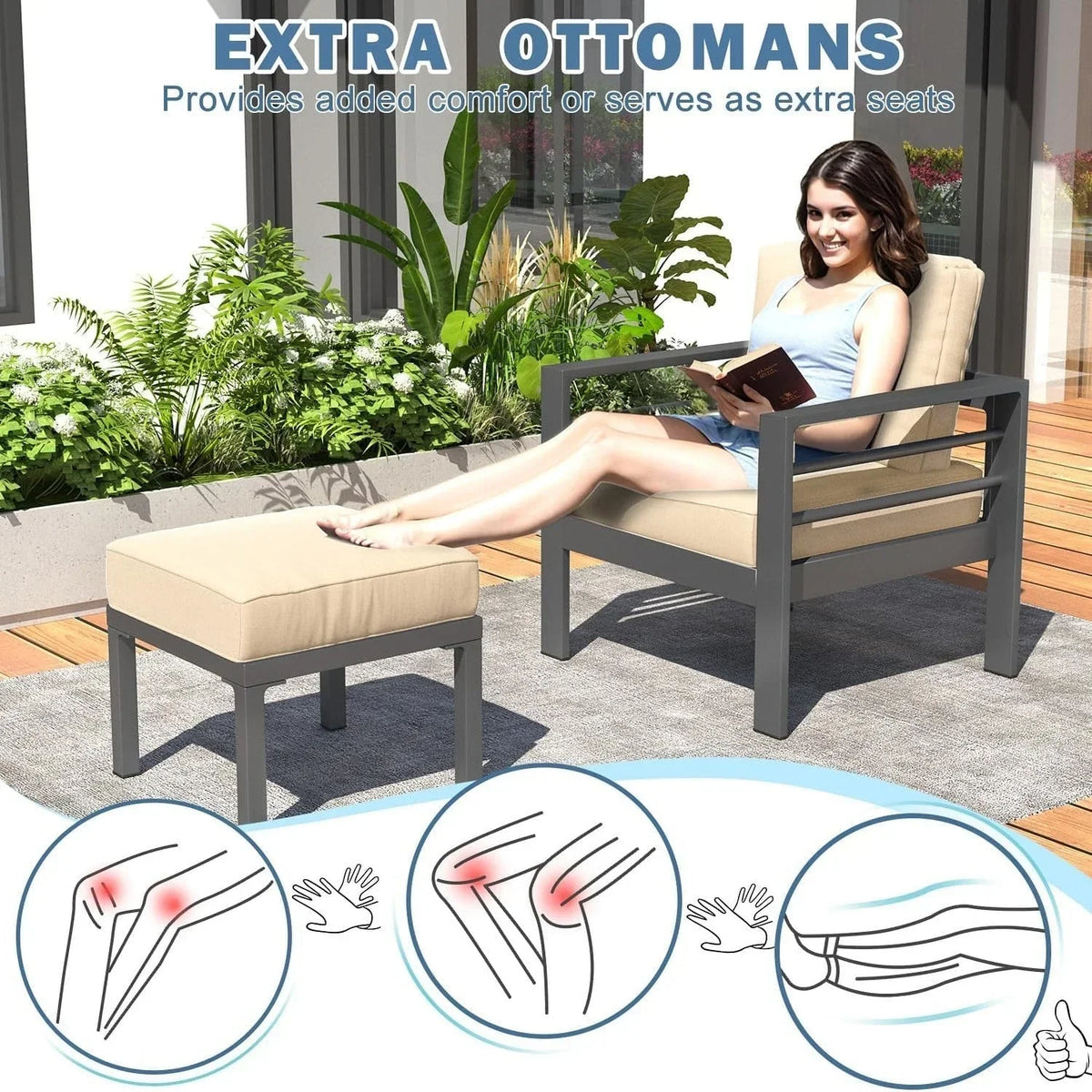 AECOJOY 7 Pieces Aluminum Patio Furniture Set Outdoor Conversation Set