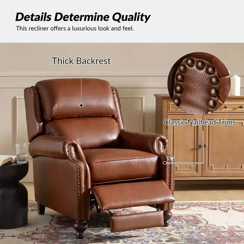 Σετ 2 Πολυθρόνων Elisabete Modern Wingback από Γνήσιο Δέρμα με Ανακλινόμενο Μηχανισμό και Διακοσμητικά Τρουκς για το Σαλόνι και την Κρεβατοκάμαρα| ART OF LIVING DESIGNS