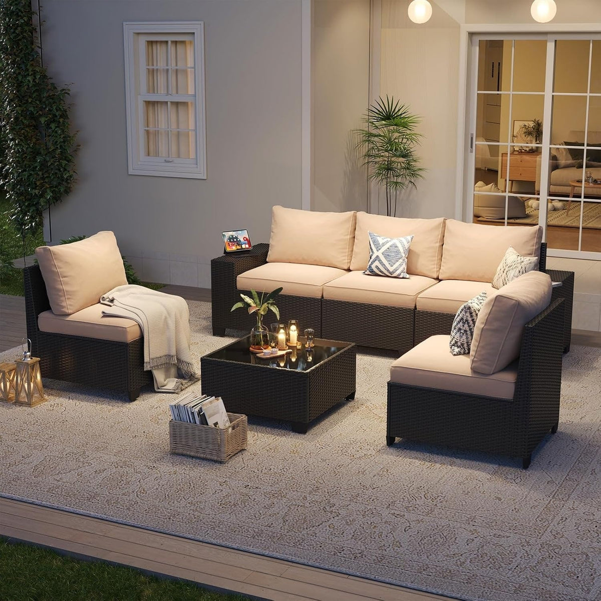 Outdoor Patio Furniture Sets with 4in Thicken Cushion