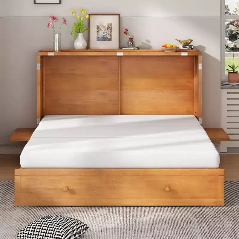 Mjkone Murphy Bed Queen, Αναδιπλούμενο κρεβάτι-ντουλάπι Cube με σταθμό φόρτισης & αποθηκευτικό χώρο