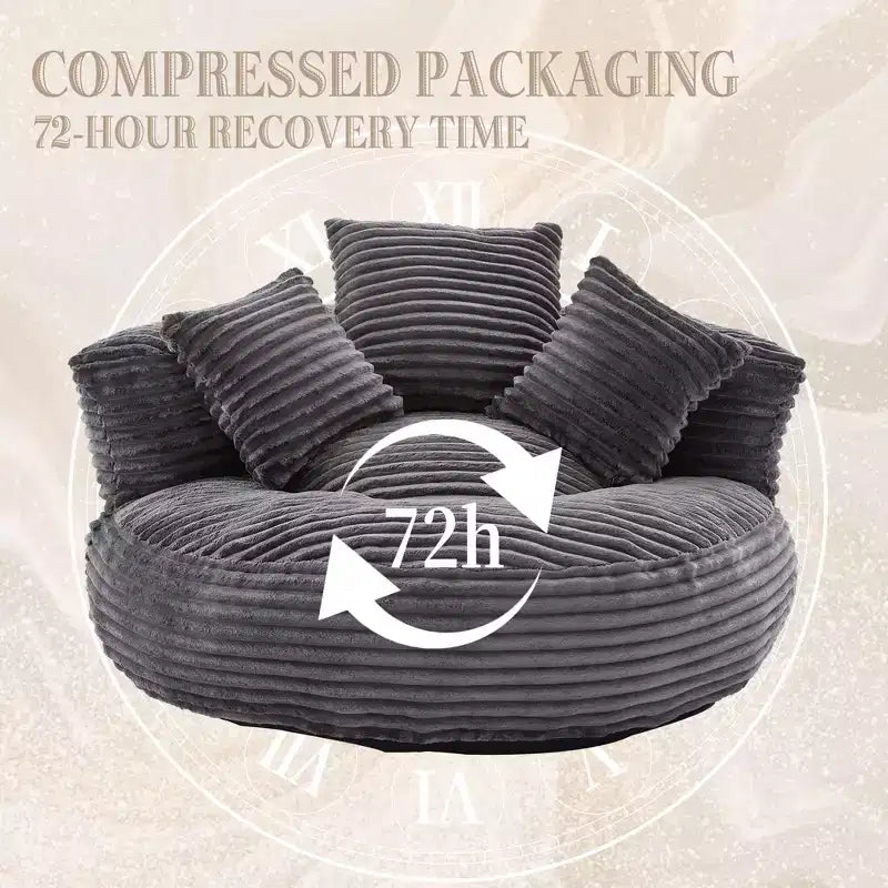 Καναπές Bean Bag για ενήλικες και παιδιά, υπερμεγέθης πολυθρόνα πουφ από κοτλέ ύφασμα με 3 μαξιλάρια και μπράτσα για το σαλόνι και την κρεβατοκάμαρα